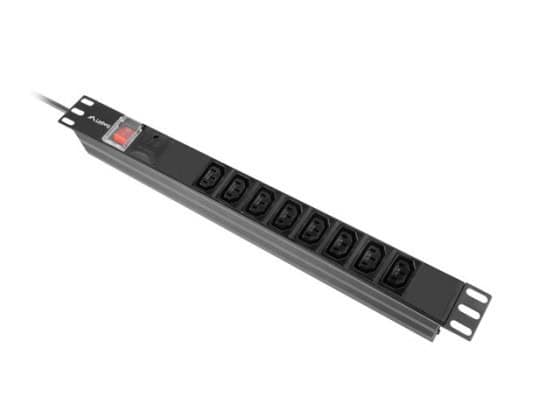 Lanberg PDU 5x Schuko met Schakelaar 19" 2m C14 Zwart (PDU-05F-0200-IEC-BK) thumbnail