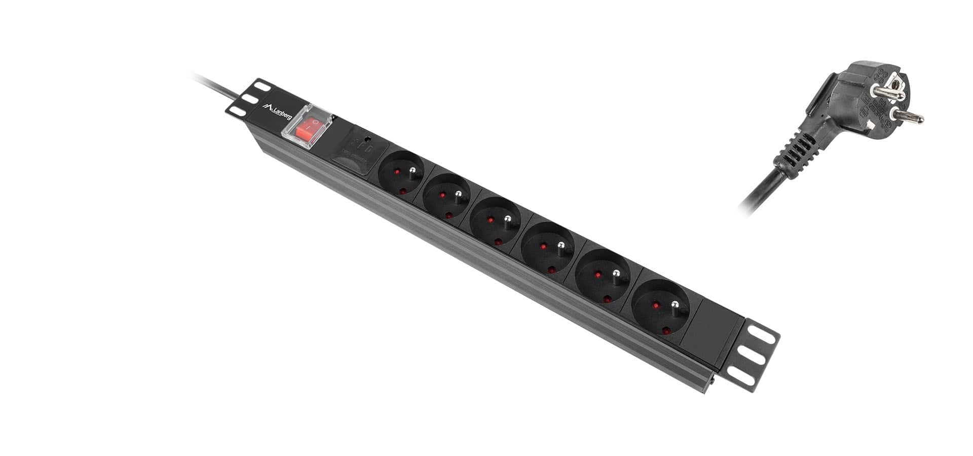 Lanberg PDU Rack 19" 1U 16A 6x Schuko 2m Zwart (PDU-06F-0200-IEC-BK) thumbnail