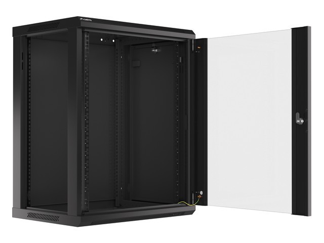 Lanberg rack wall cabinet 48.30cm (19) 15U600X450 glass door black (WF01-6415-10B) (WF01-6415-10B) thumbnail