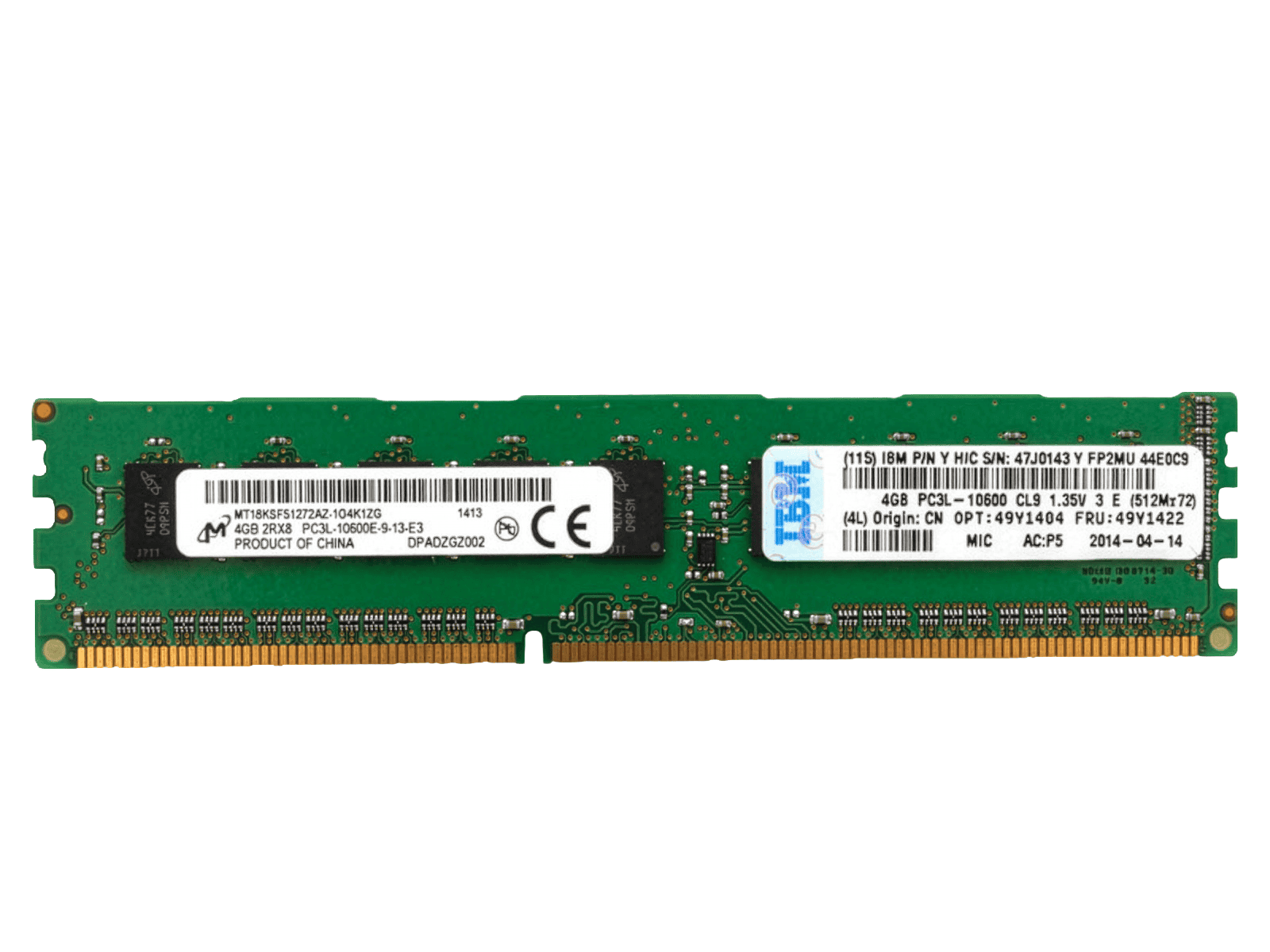 LENOVO 4GB (1*4GB) 2RX8 PC3L-10600E DDR3-1333MHZ ECC UDIMM (49Y1422) thumbnail