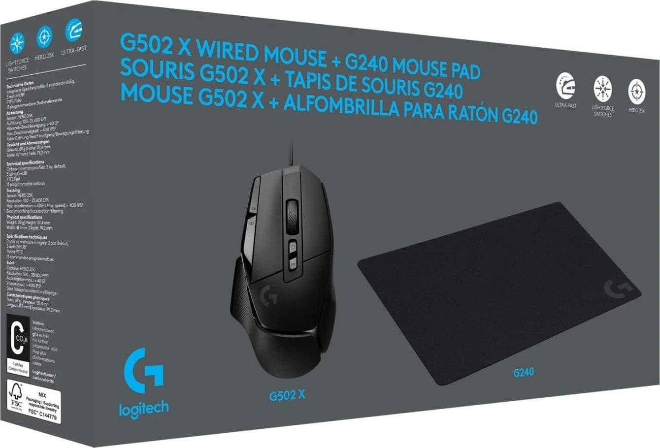 Logitech G502 X schwarz inkl G240 Maus (910-000489) thumbnail