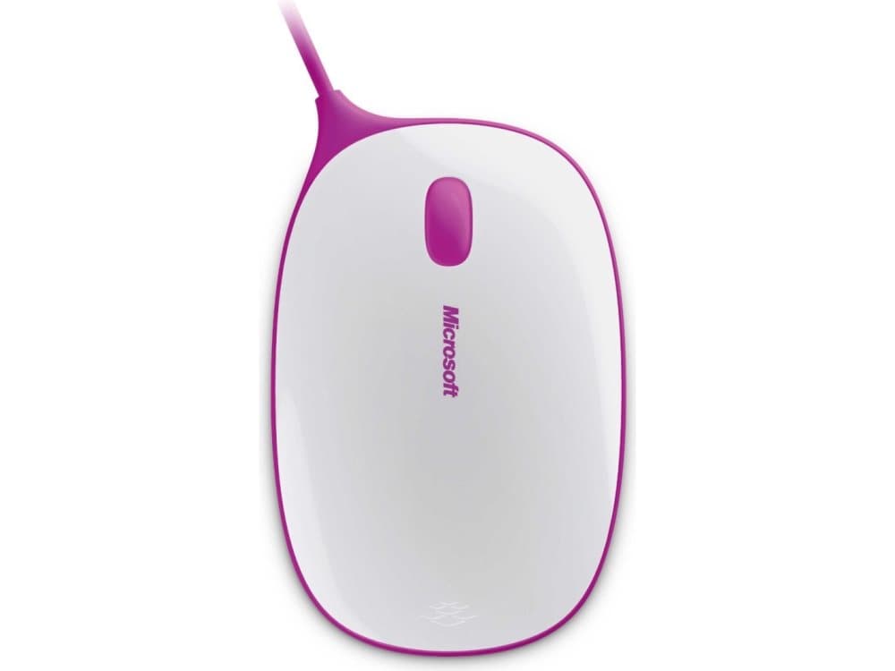 Microsoft Express Mouse - Mouse - right- and left-handed - optical - 3 buttons - wired - USB - white, pink (T2J-00016) thumbnail