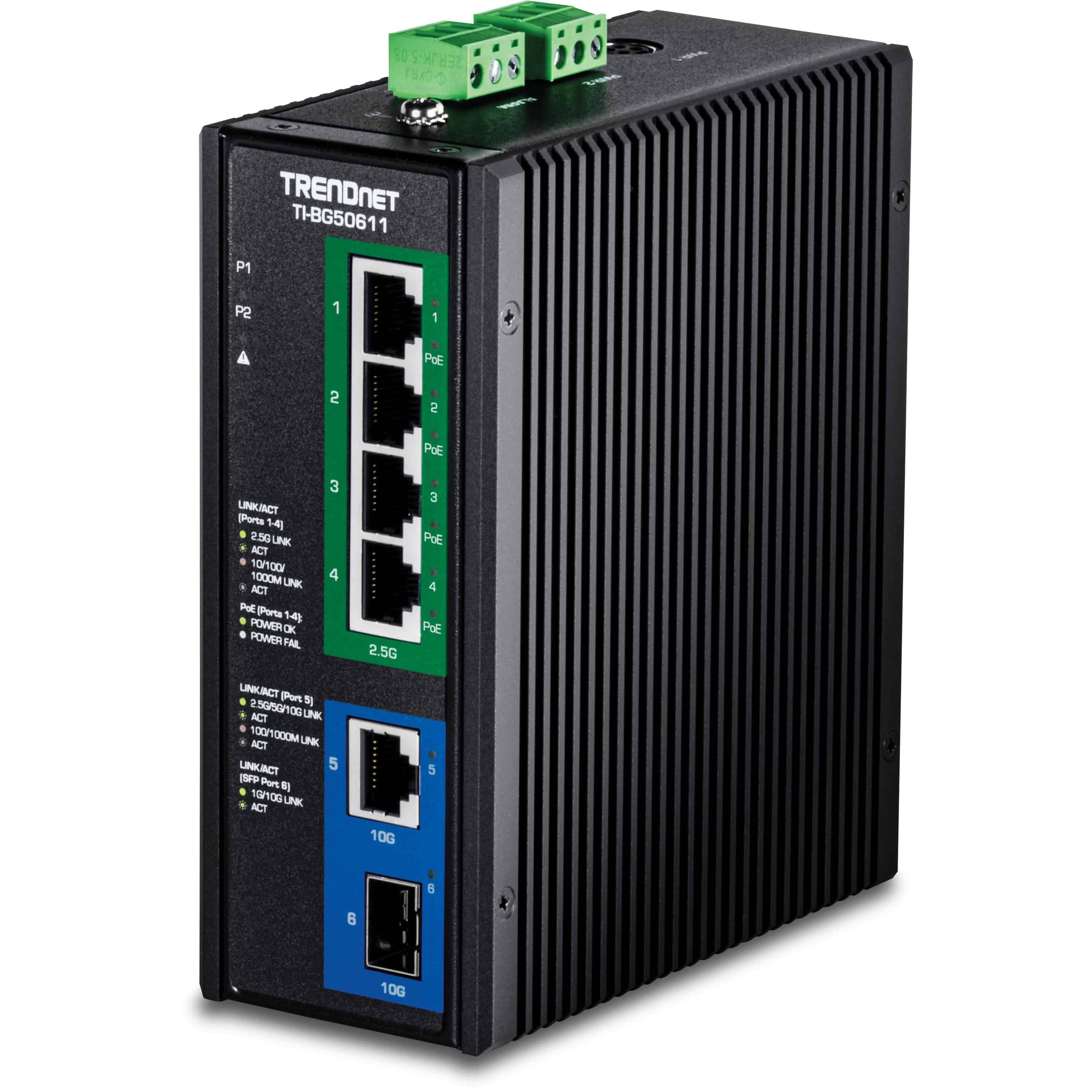 TRENDnet TI-BG50611 - Version v1.0R - Switch - industrial - 4 x 10/100/1000/2.5G (PoE++) (TI-BG50611) thumbnail