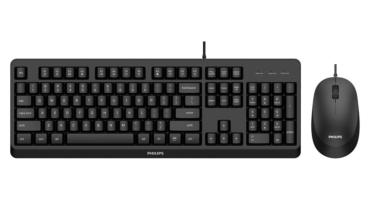 Philips 2000 series SPT6207BL/00 toetsenbord Inclusief muis USB QWERTY Engels Zwart (SPT6207BL/00) thumbnail