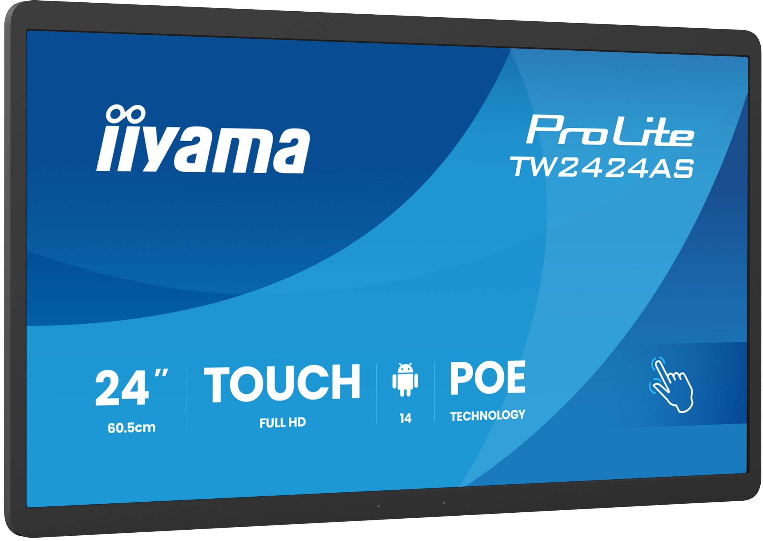 iiyama TW2424AS-B3P beeldkrant Interactief flatscreen 60,5 cm (23.8") Wifi 450 cd/m² Full HD Zwart Touchscreen Type processor Android 24/7 (TW2424AS-B3P) thumbnail