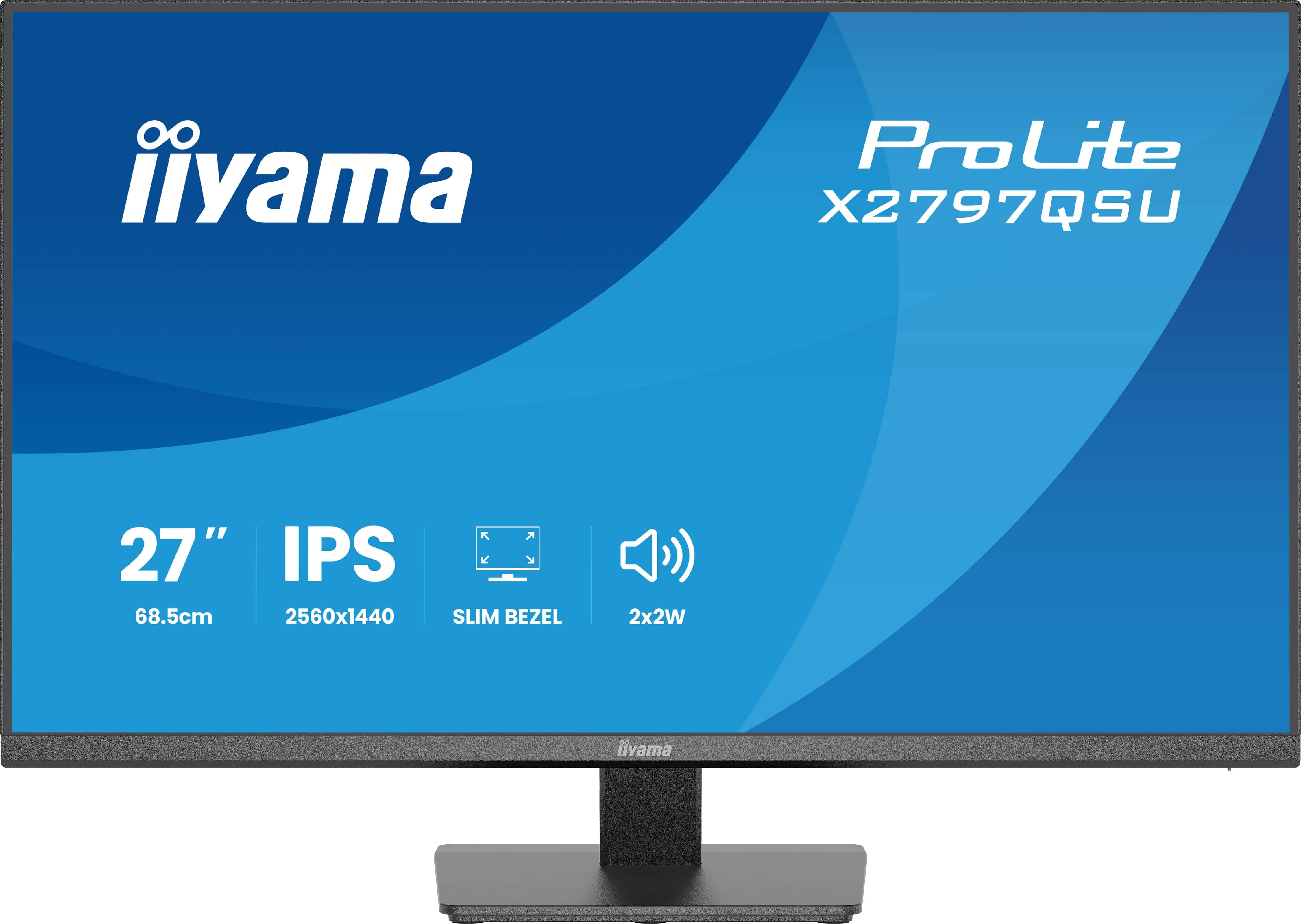 iiyama ProLite X2797QSU-B1 computer monitor 68,6 cm (27") 2560 x 1440 Pixels Quad HD LED Zwart (X2797QSU-B1) thumbnail