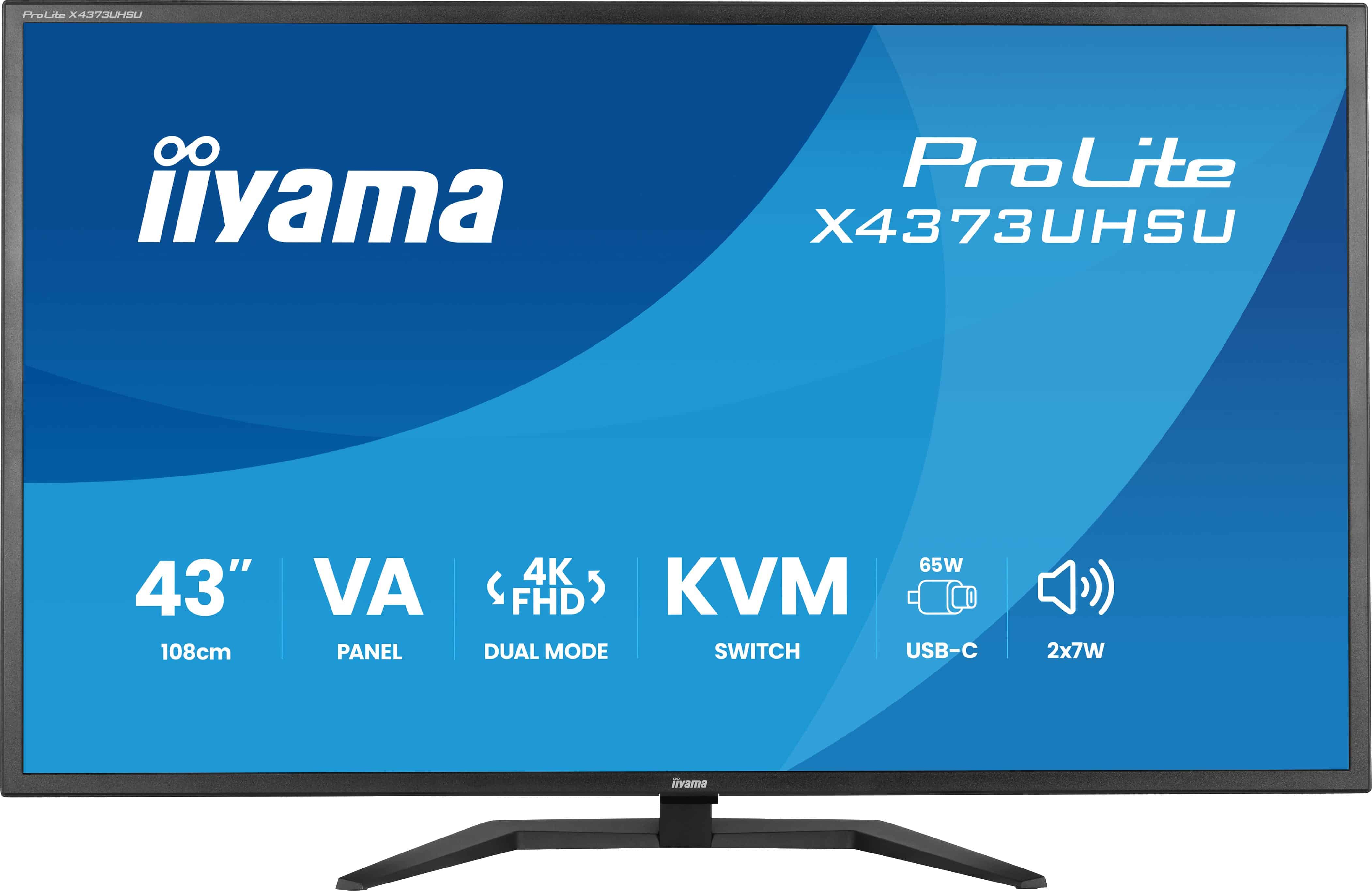 iiyama ProLite X4373UHSU-B2 computer monitor 109,2 cm (43") 3840 x 2160 Pixels 4K Ultra HD LED Zwart (X4373UHSU-B2) thumbnail