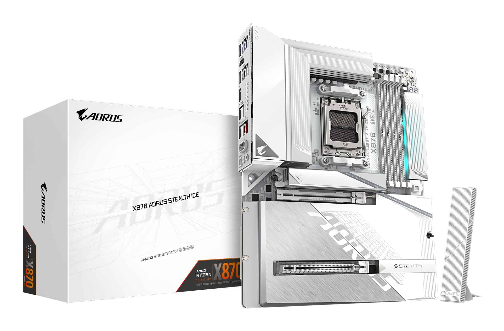 GIGABYTE X870 AORUS STEALTH ICE AMD X870 Socket AM5 ATX (X870 A STEALTH ICE) thumbnail
