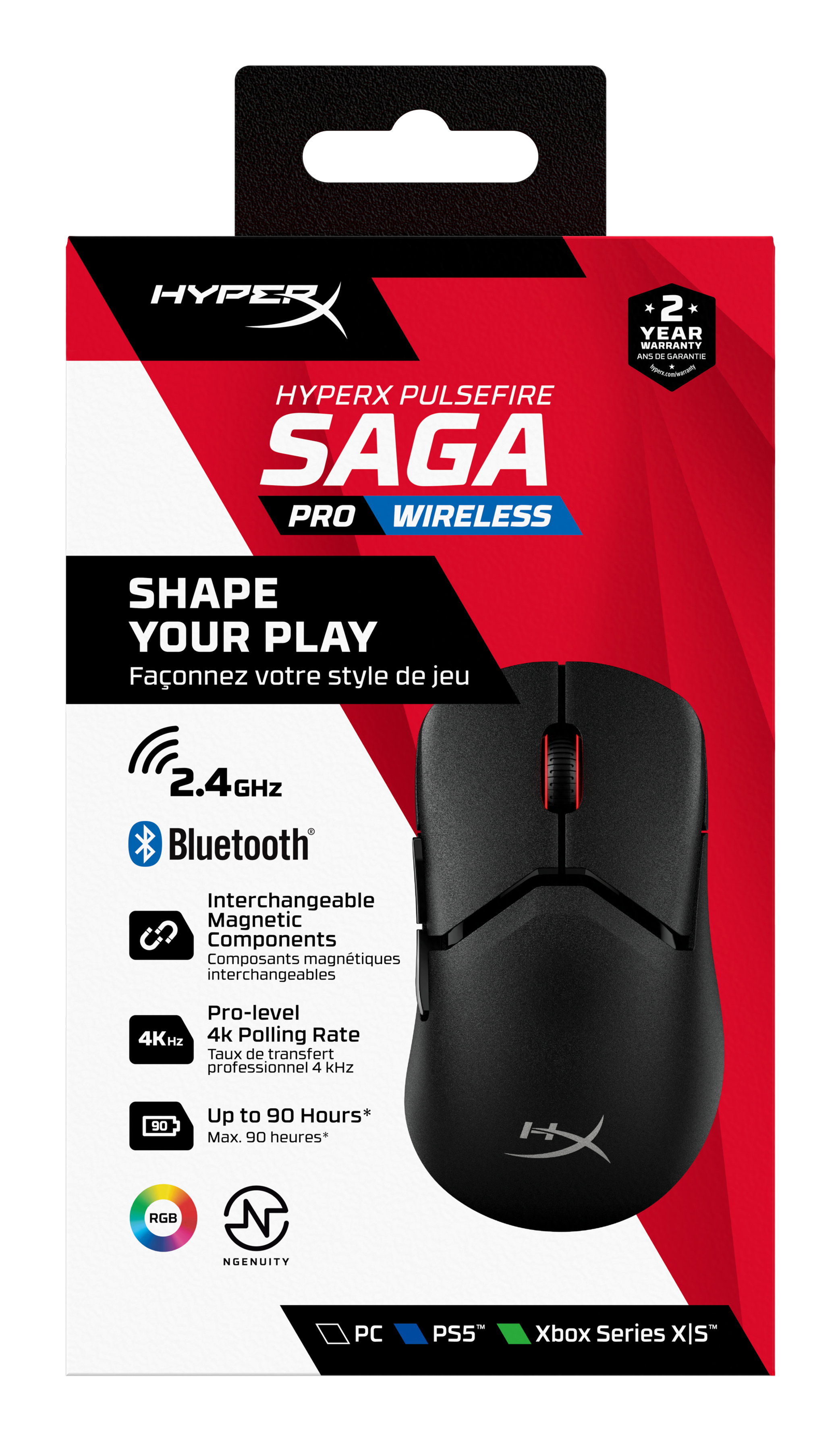 HyperX Pulsefire Saga Pro draadloze gaming muis (zwart) (A2PB2AA) thumbnail