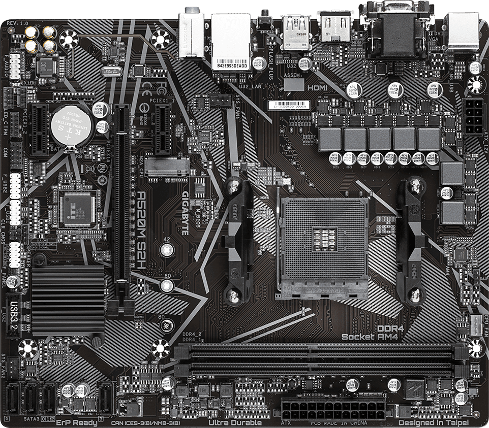 GIGABYTE A520M S2H 1.0 Motherboard Micro ATX Socket AM4 AMD A520 (A520MS2H) thumbnail