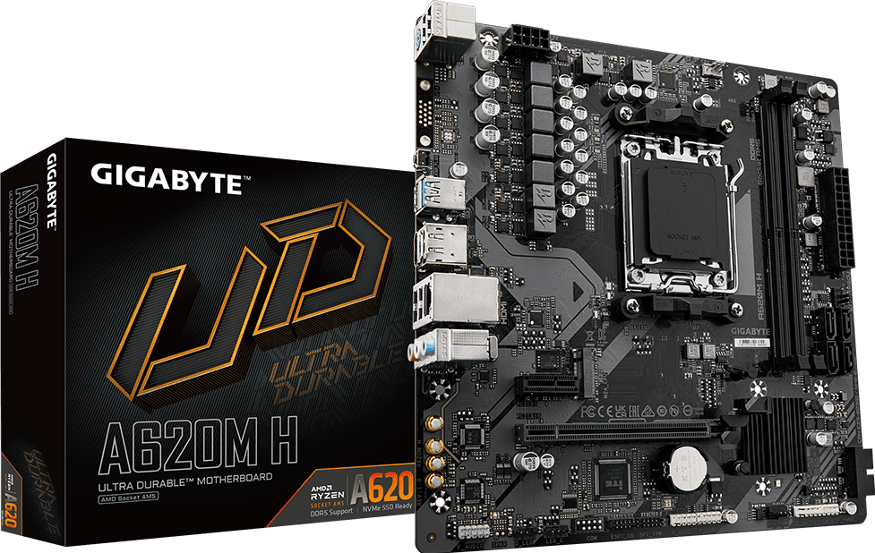 GIGABYTE A620M H AMD, Socket AM5 Ryzen 5 Ryzen 7 7th Gen Ryzen 9 7th Gen DDR5-SDRAM, 96 GB (A620MH) thumbnail