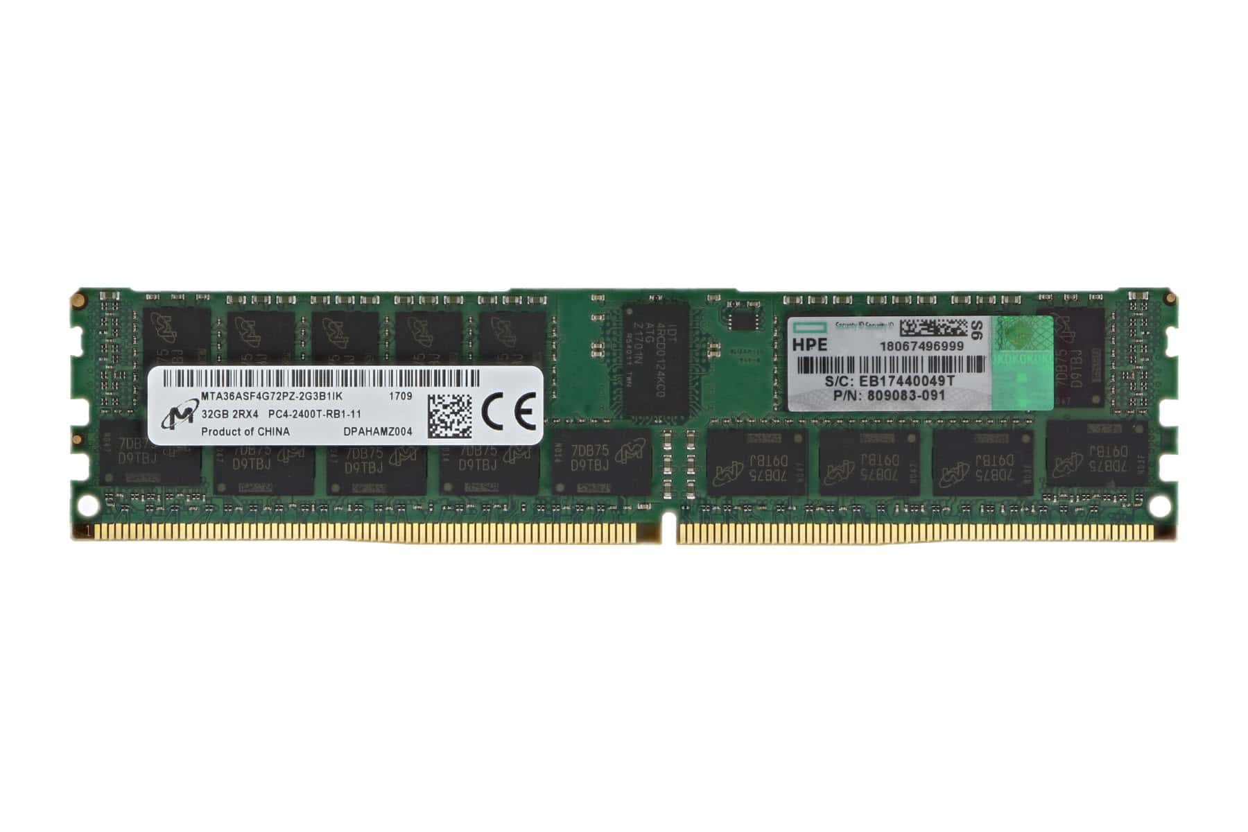 HP Hewlett Packard Enterprise HPE - DDR4 - Modul - 32GB - DIMM 288-PIN - 2400 MHz / PC4-19200 - CL17 registriert - ECC (809083-0 (809083-091N) thumbnail
