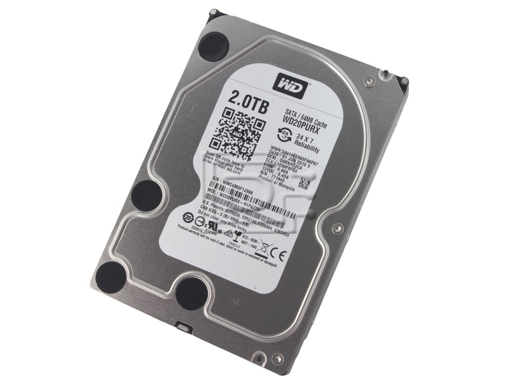 Western Digital WD Purple 2TB SATA 6Gb/s CE HDD 8,9cm 3.5 internal IntelliPower 64MB Cache 24x7 Bulk (WD20PURX) (WD20PURX) thumbnail