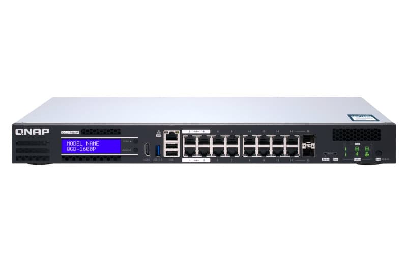 QNAP QGD-1600P Managed Gigabit Ethernet (10/100/1000) Power over Ethernet (PoE) 1U Zwart, Grijs (QGD-1600P-4G) thumbnail