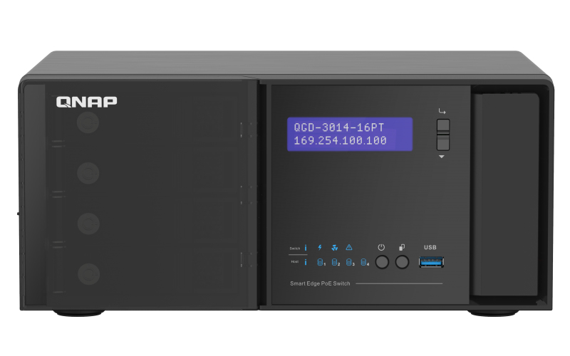 QNAP QGD-3014-16PT-8G netwerk-switch Managed Gigabit Ethernet (10/100/1000) Power over Ethernet (PoE) Zwart (QGD-3014-16PT-8G) thumbnail
