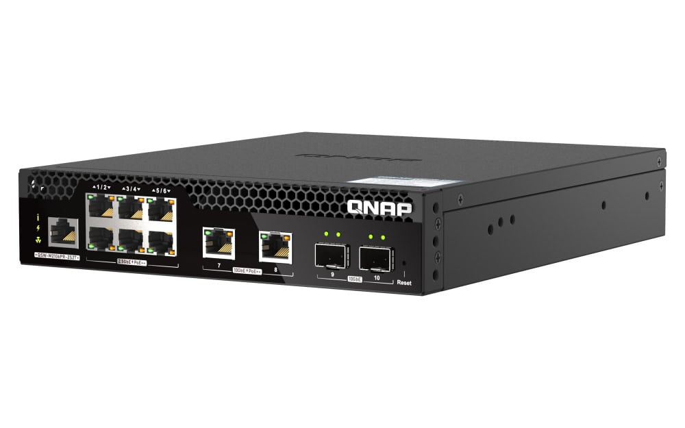 QNAP QSW-M2106PR-2S2T netwerk-switch Managed L2 10G Ethernet (100/1000/10000) Power over Ethernet (PoE) 1U Zwart (QSW-M2106PR-2S2T) thumbnail