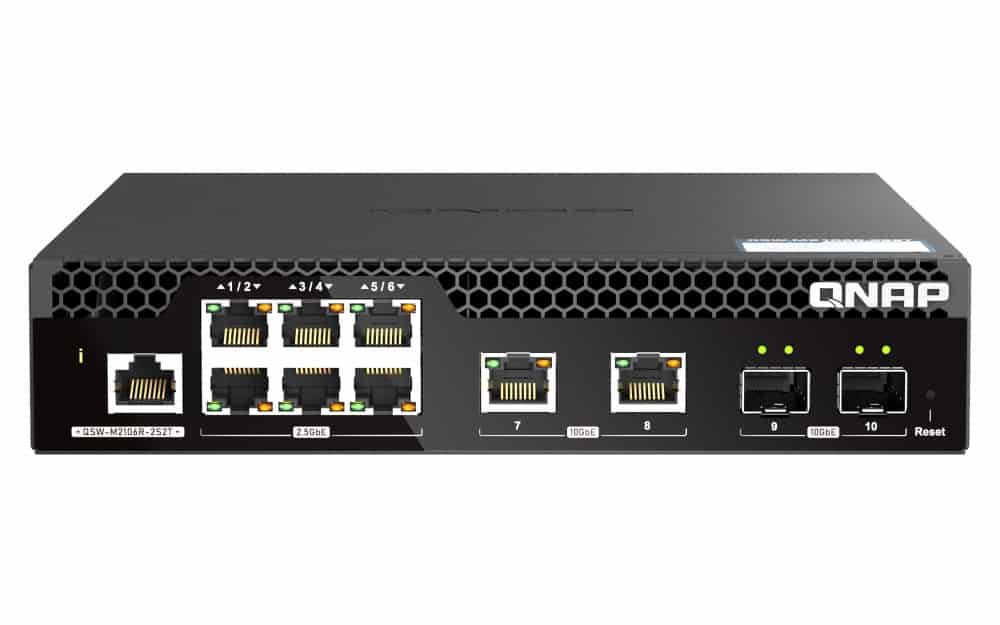 QNAP QSW-M2106R-2S2T netwerk-switch Managed L2 10G Ethernet (100/1000/10000) 1U Zwart (QSW-M2106R-2S2T) thumbnail