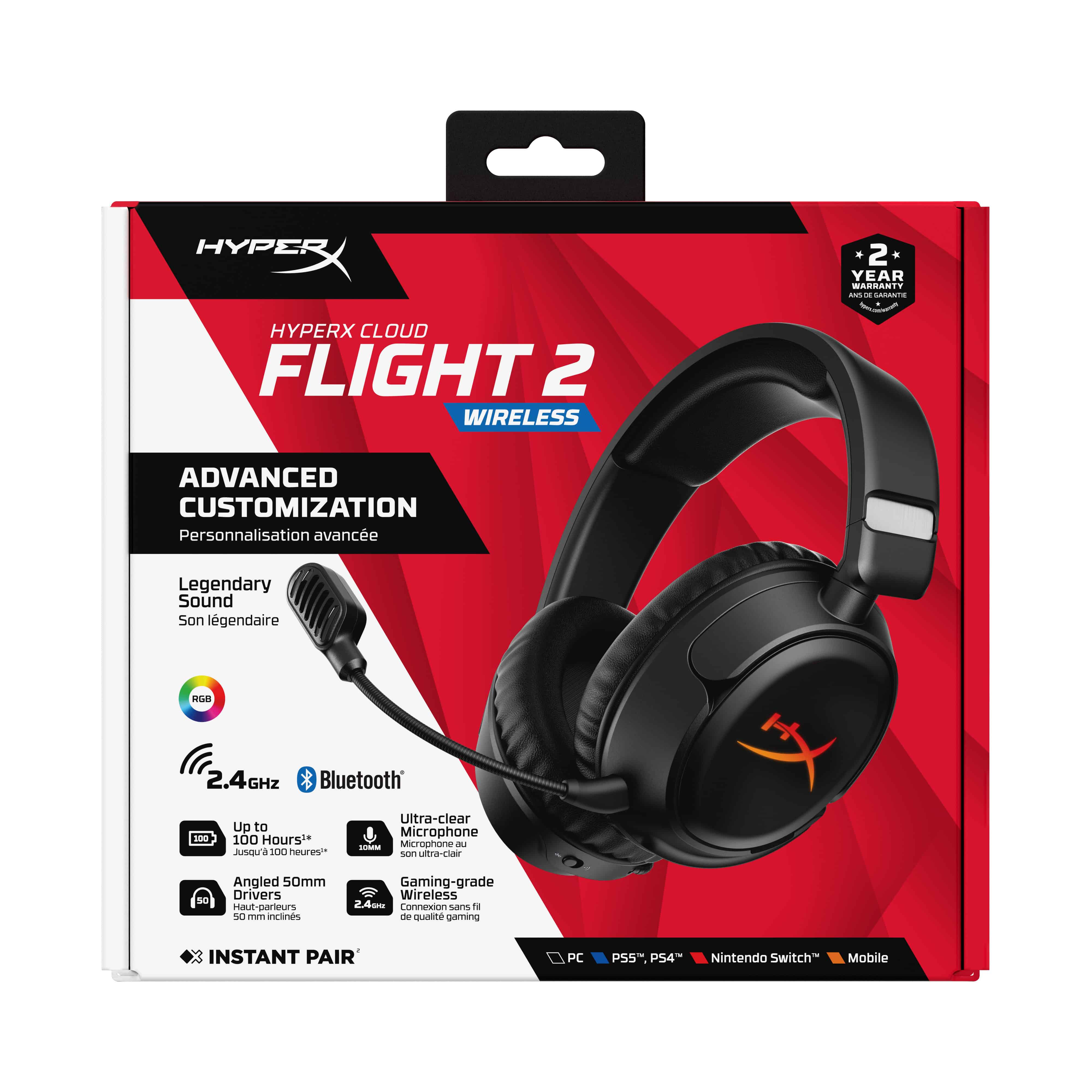HyperX Cloud Flight 2 - Wireless Gaming Headset (zwart) (B5VC4AA) thumbnail