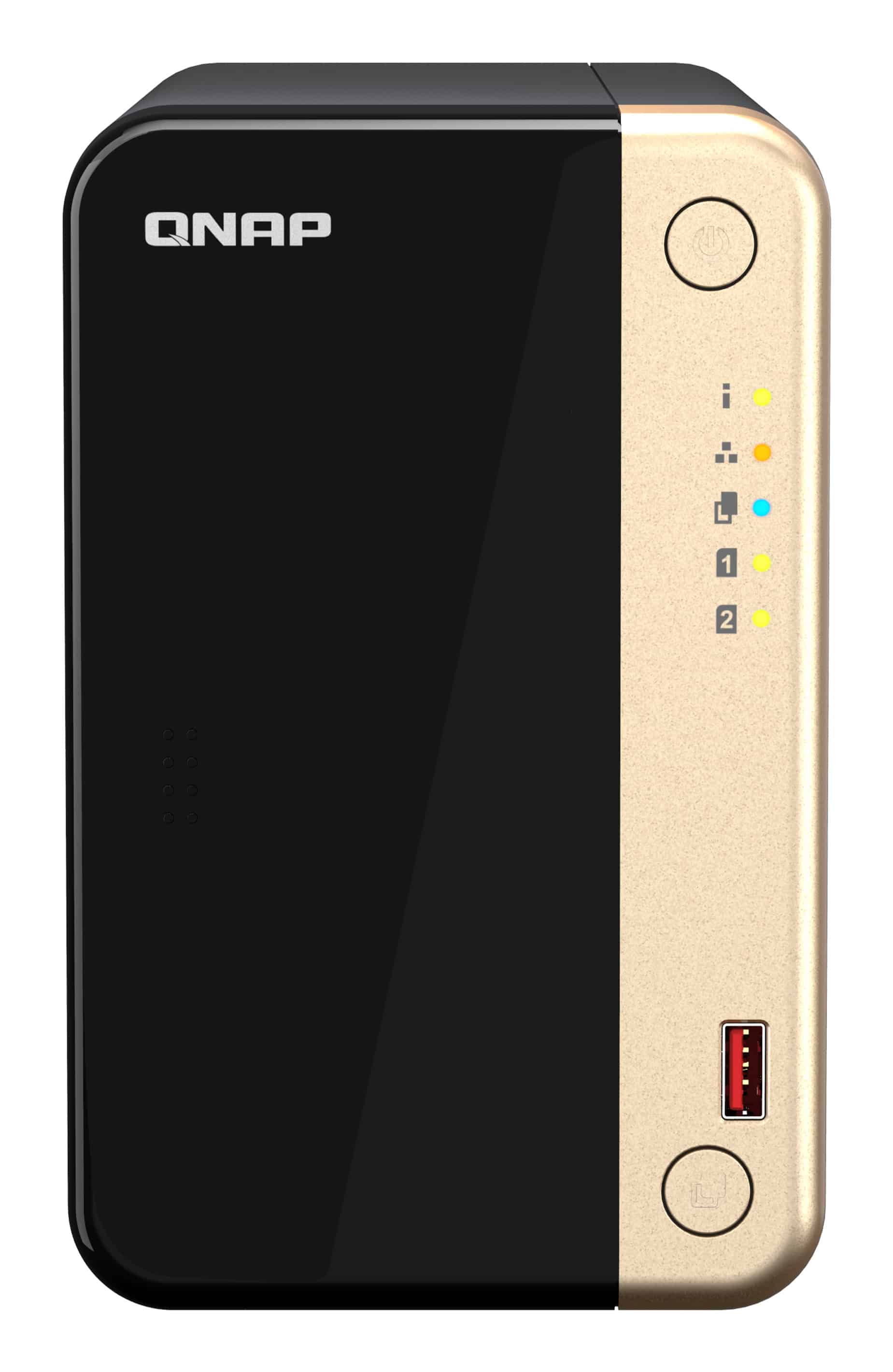 QNAP TS-264 NAS Tower Intel® Celeron® N5095 8 GB 0 TB QNAP QTS Zwart, Goud (TS-264-8G) thumbnail