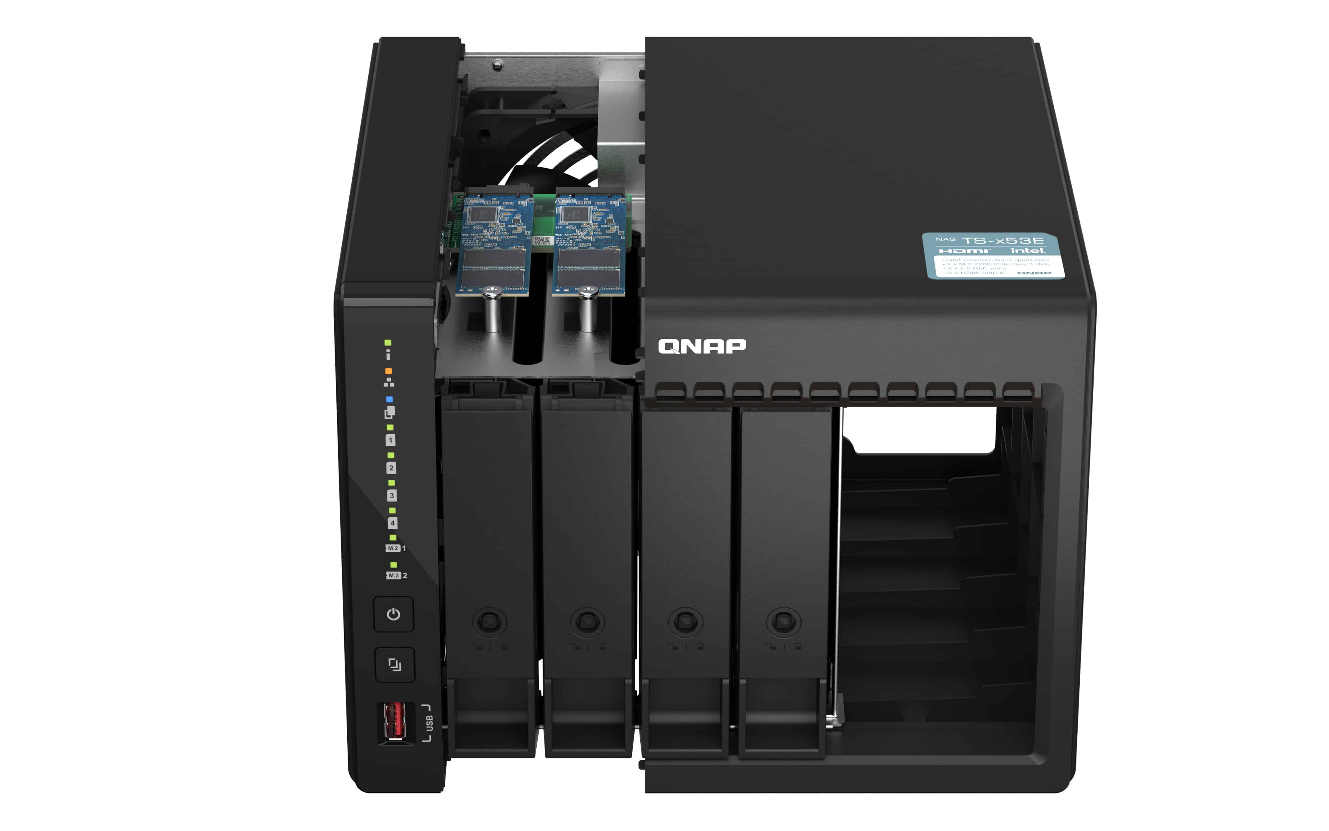 QNAP TS-453E NAS Tower Ethernet LAN Zwart J6412 (TS-453E-8G) thumbnail