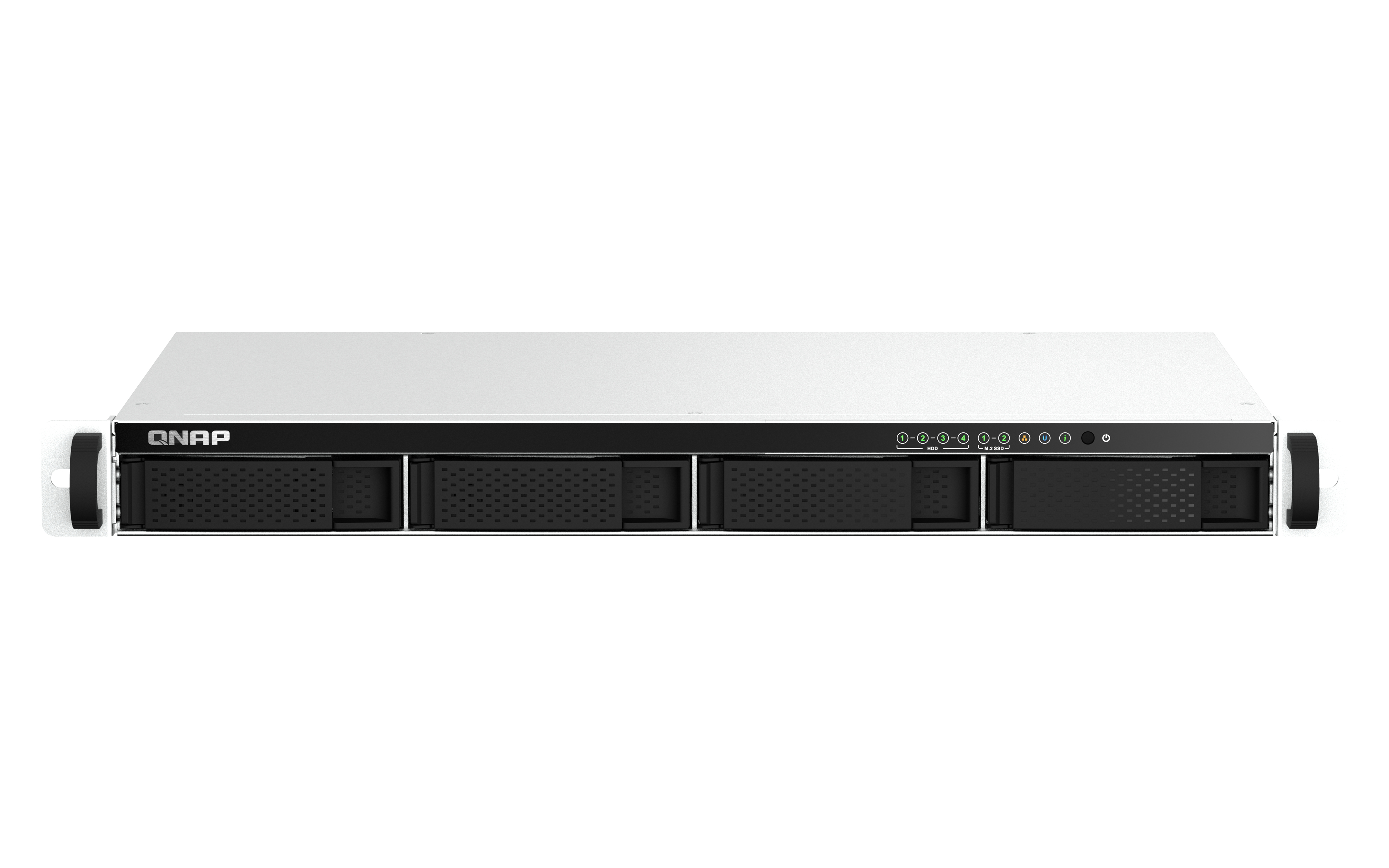 QNAP TS-464eU NAS Rack (1U) Intel® Celeron® N5095 8 GB DDR4 0 TB QNAP Turbo System Aluminium, Zwart (TS-464EU-8G) thumbnail