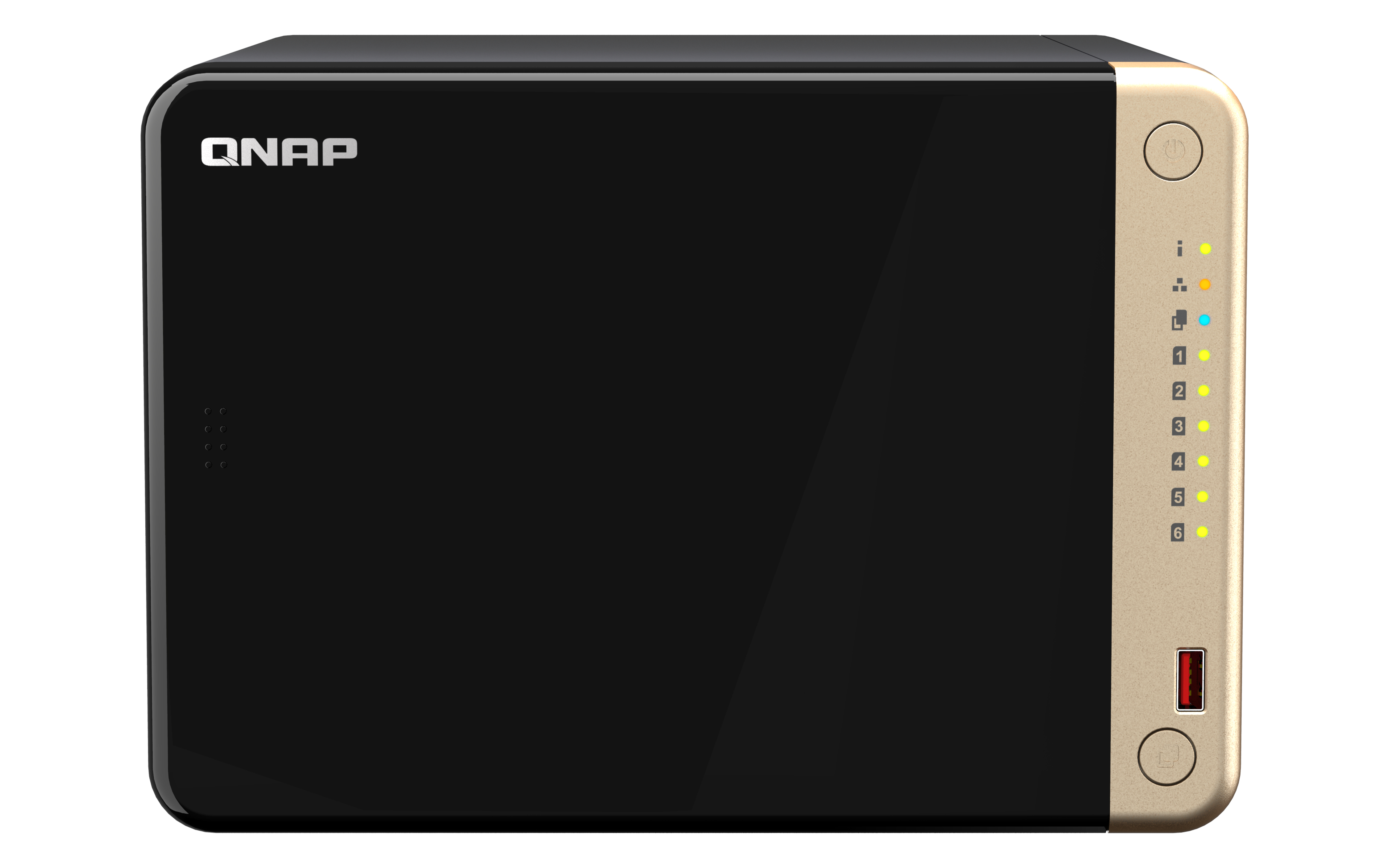 QNAP TS-664 NAS Tower Intel® Celeron® N5095 8 GB DDR4 0 TB QNAP QTS Zwart, Brons (TS-664-8G) thumbnail