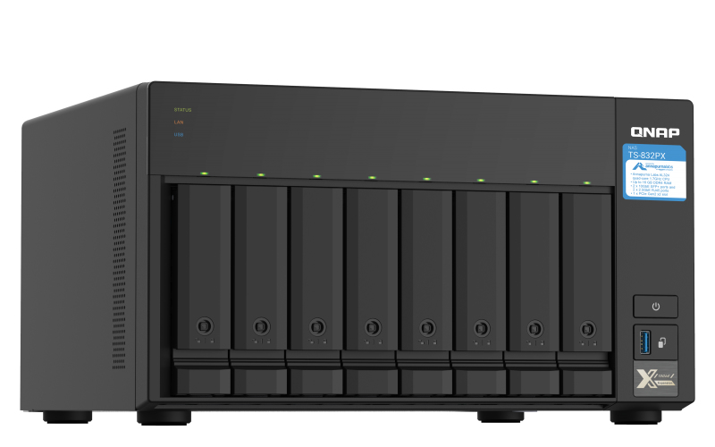 QNAP TS-832PX NAS Tower Ethernet LAN Aluminium, Zwart AL324 (TS-832PX-4G) thumbnail