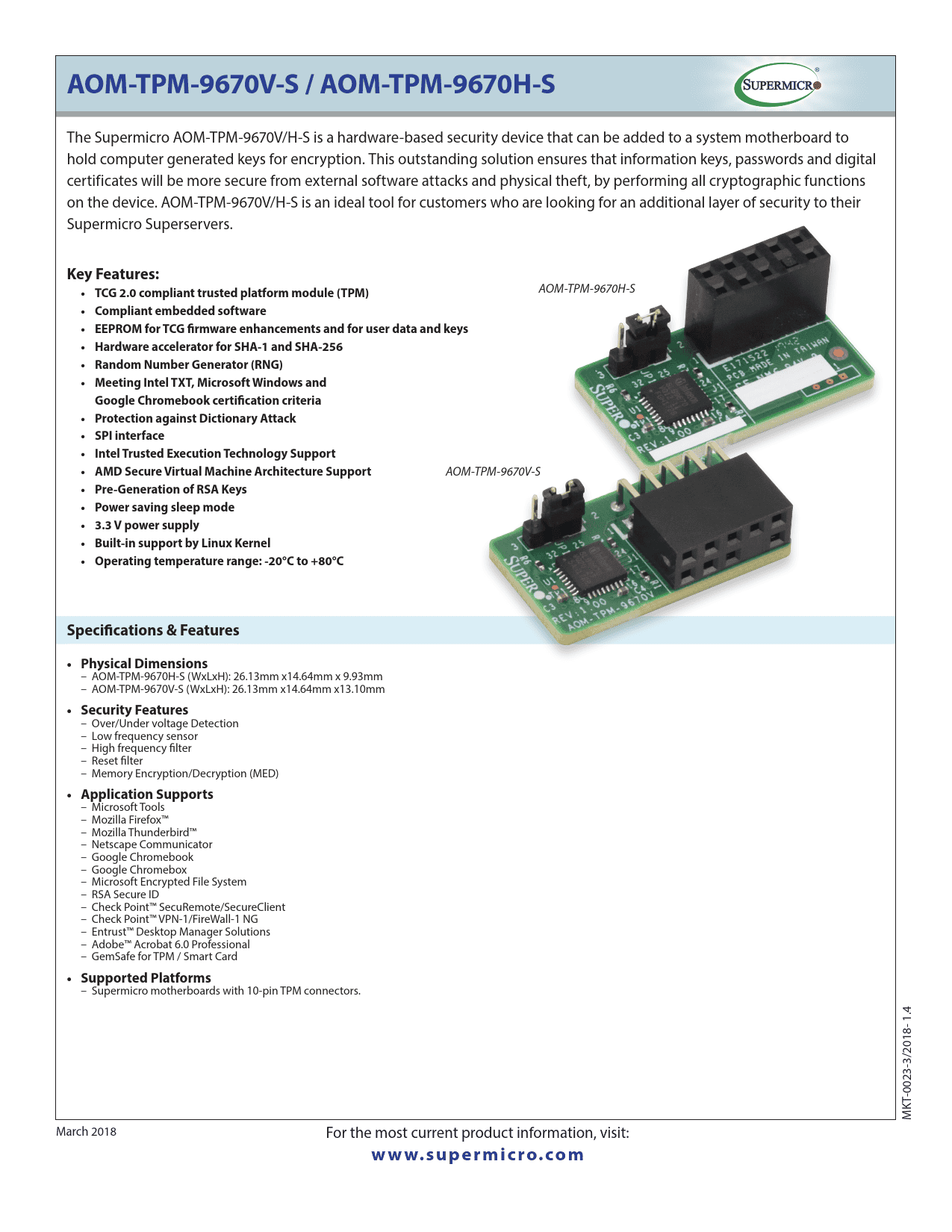 Super Micro Supermicro AOM-TPM-9670H TPM security module (AOM-TPM-9670H-O) thumbnail