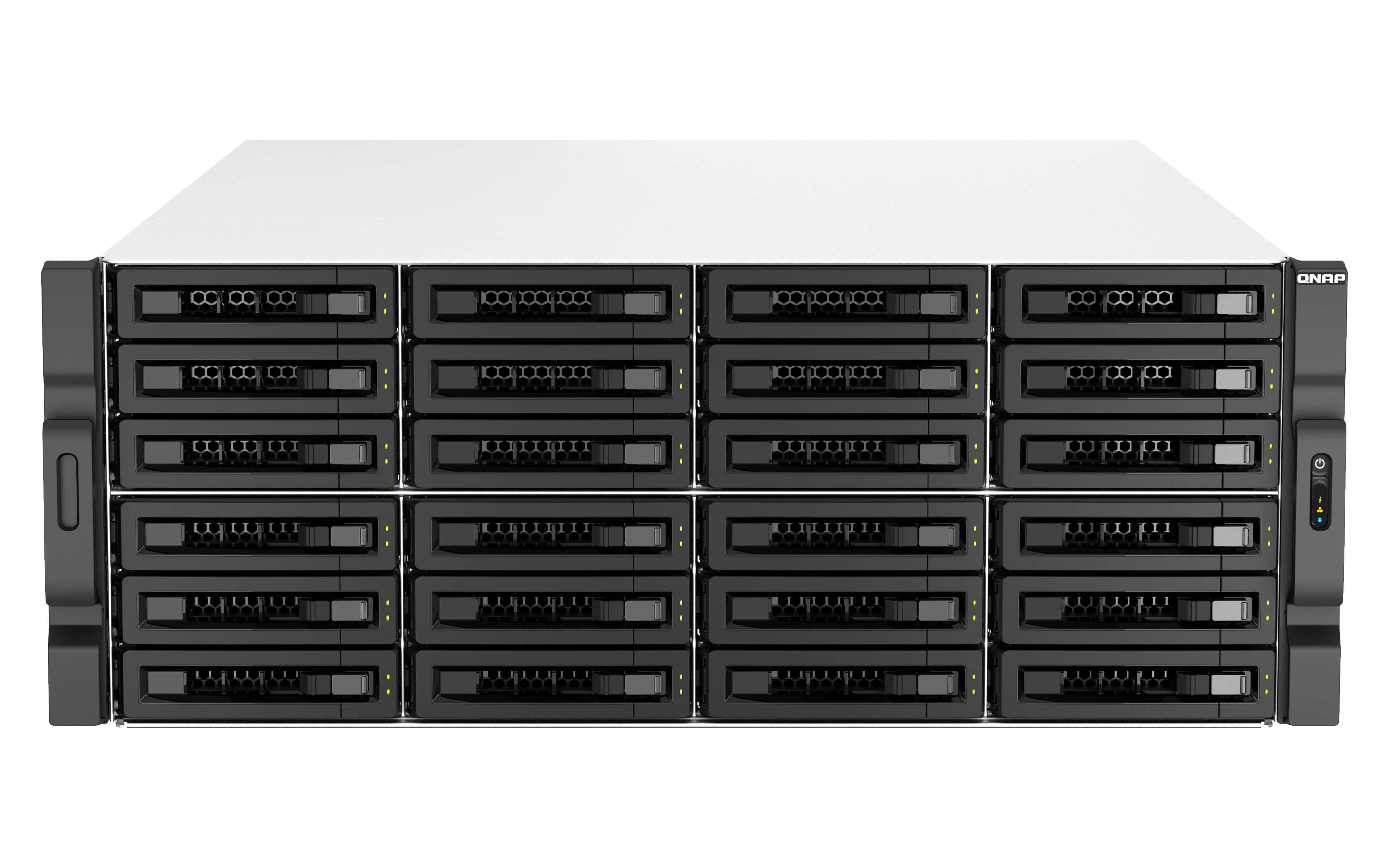 QNAP TS-H3087XU-RP NAS Rack (4U) Intel Xeon E E-2378 64 GB DDR4 0 TB QuTS hero Zwart, Wit (TS-H3087XU-RP-E2378-64G) thumbnail
