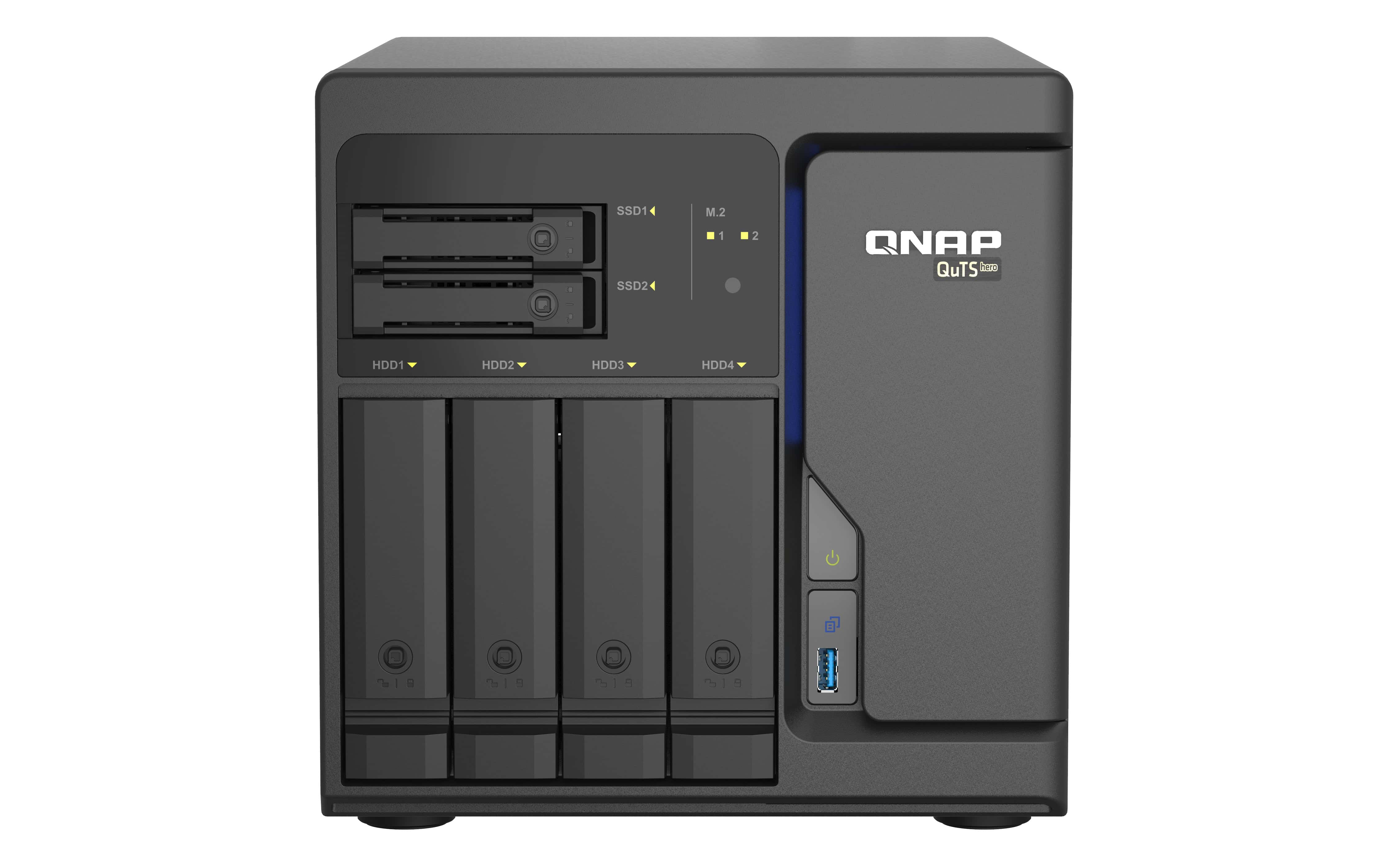 QNAP TS-h686 NAS Tower Intel® Xeon® D D-1602 8 GB DDR4 0 TB QuTS hero Zwart (TS-H686-D1602-8G) thumbnail