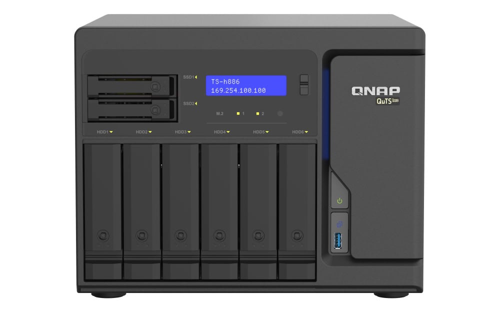 QNAP TS-h886 NAS Tower Ethernet LAN Zwart D-1602 (TS-H886-D1602-8G) thumbnail