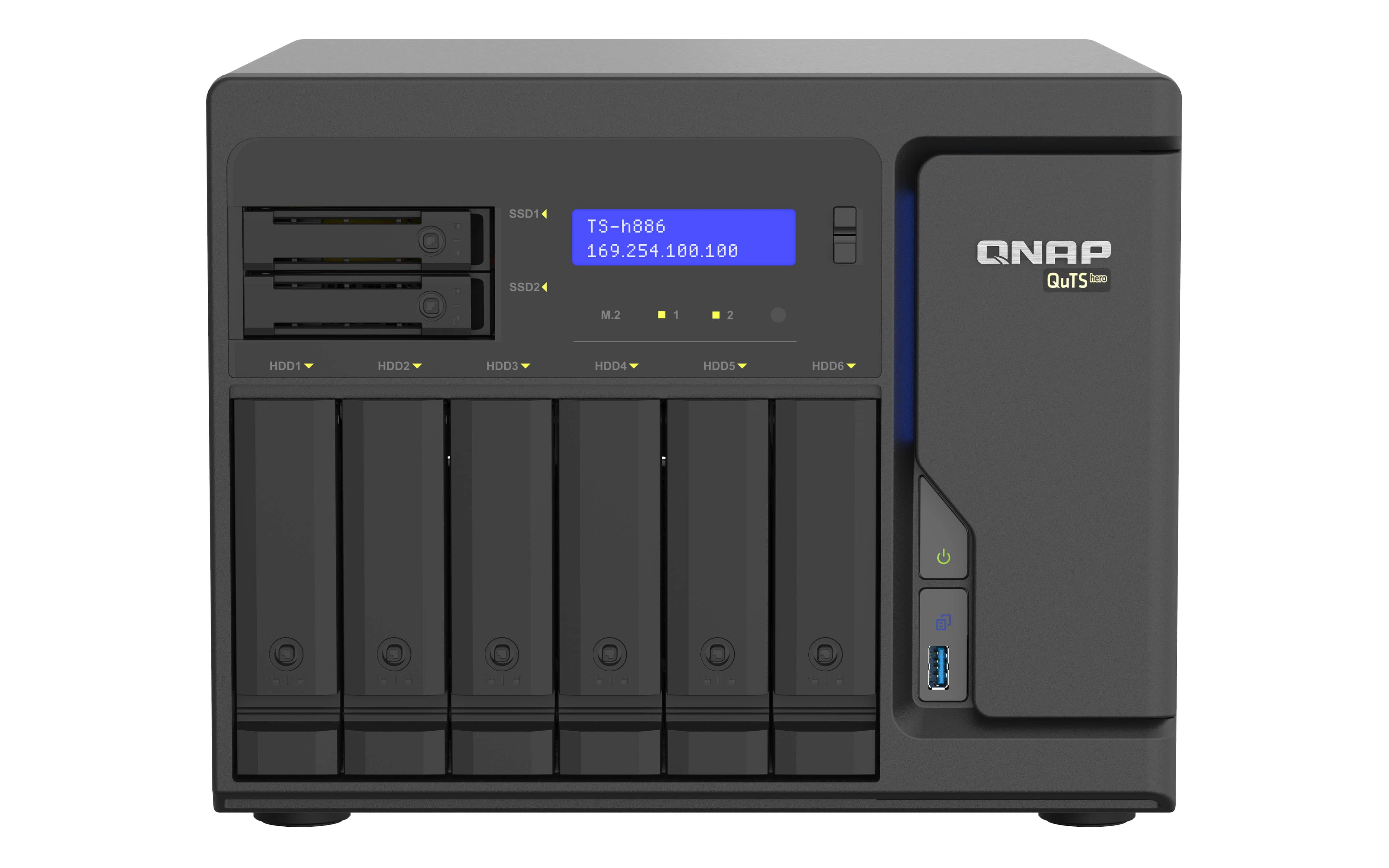 QNAP TS-h886 NAS Tower Intel® Xeon® D D-1602 8 GB DDR4 0 TB QuTS hero Zwart (TS-H886-D1602-8G) thumbnail