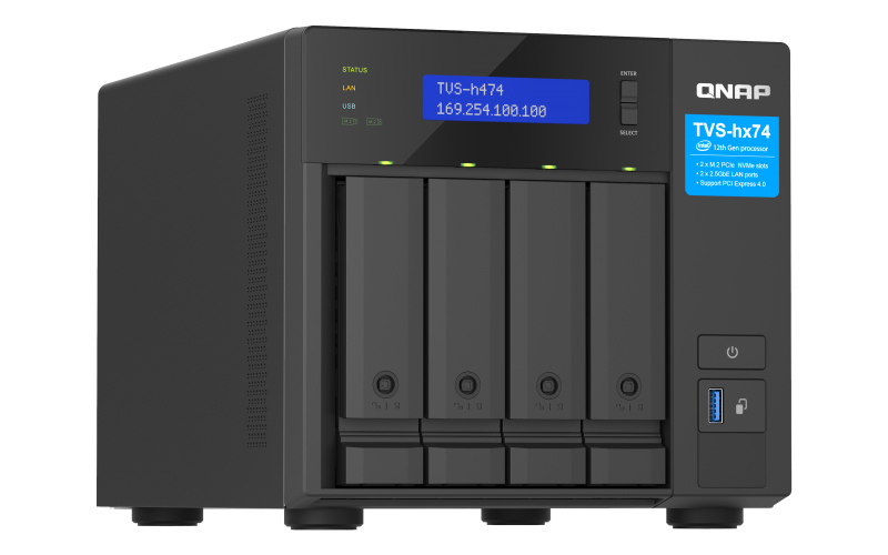QNAP TVS-H474 NAS Tower Ethernet LAN Zwart G7400 (TVS-H474-PT-8G) thumbnail
