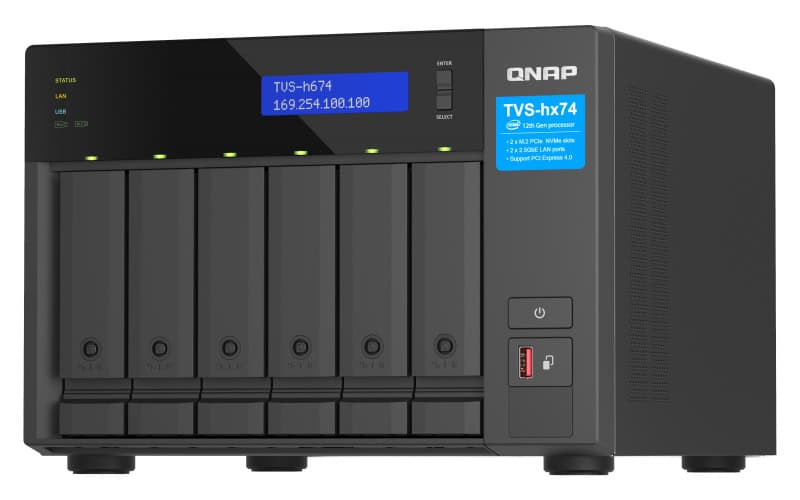 QNAP TVS-h674 NAS Tower Ethernet LAN Zwart i3-12100 (TVS-H674-I3-16G) thumbnail