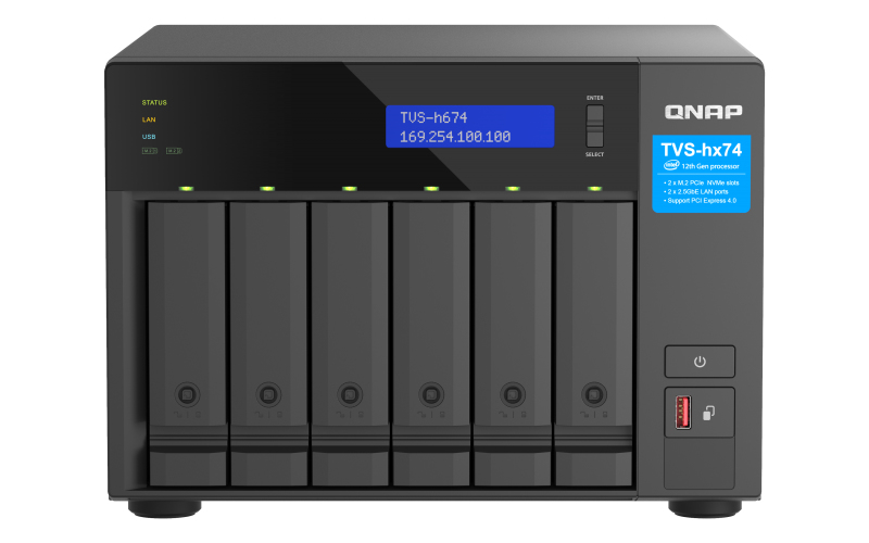QNAP TVS-h674 NAS Tower Ethernet LAN Zwart i3-12100 (TVS-H674-I3-16G) thumbnail