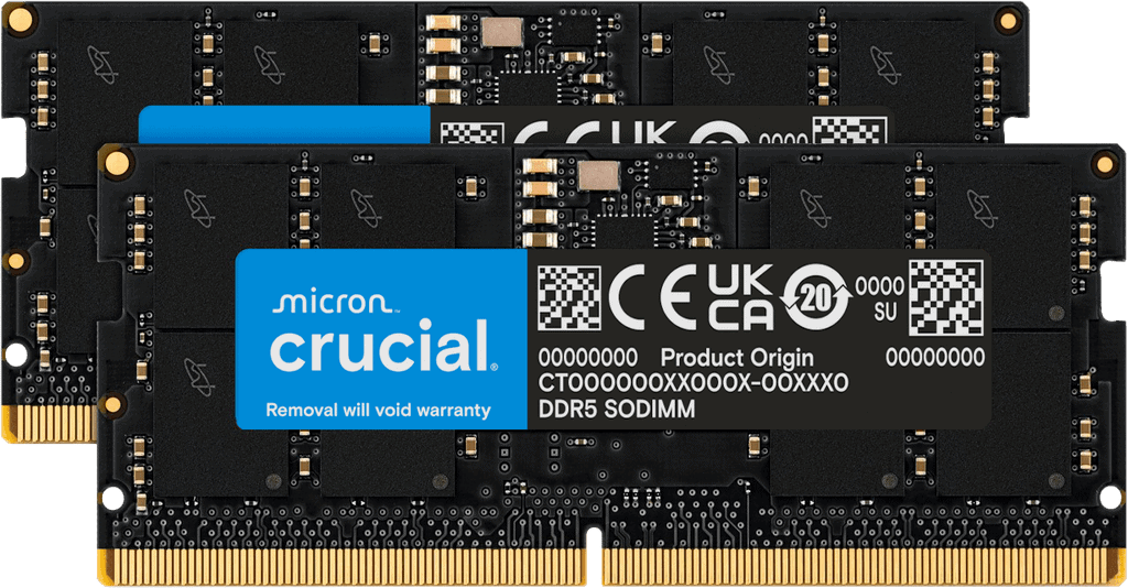 Crucial RAM 64GB (2x32GB) Kit DDR5 5200MHz SODIMM schwarz (CT2K32G52C42S5) thumbnail