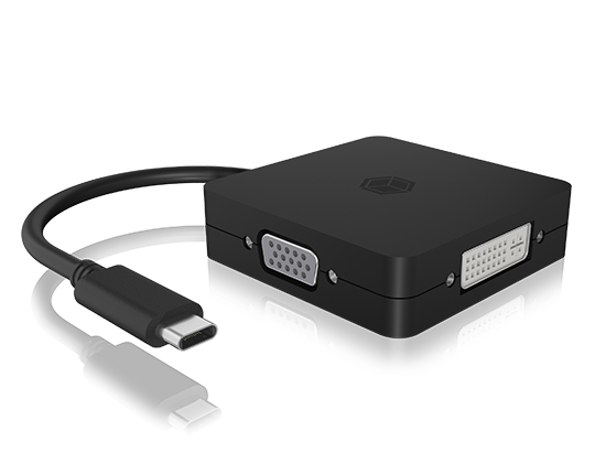 ICY BOX IB-DK1104-C 0,15 m USB Type-C DVI + VGA + DisplayPort + HDMI Zwart (IB-DK1104-C) thumbnail