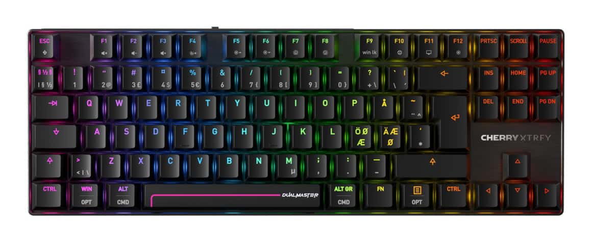 CHERRY MX 8.2 Pro TMR Wireless toetsenbord Gamen USB + RF Wireless + Bluetooth QWERTY Scandinavisch Zwart (G8E-3885HACAPN-2) thumbnail