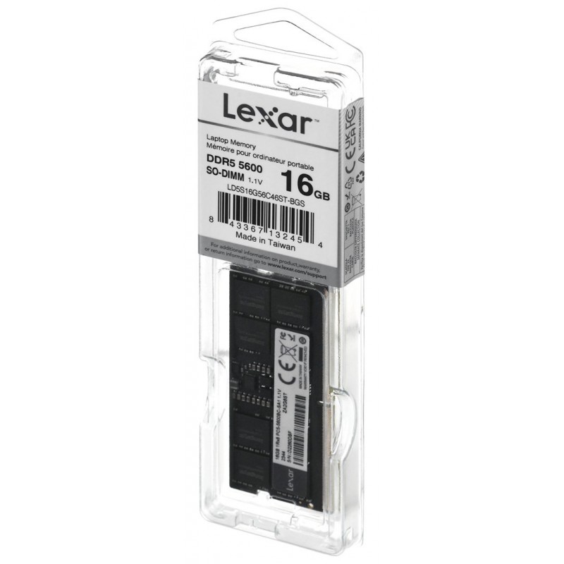 Lexar DDR5 16GB 262 PIN So-DIMM 5600Mhz CL46 1.1V BLISTER Package (LD5S16G56C46ST-BGS) thumbnail