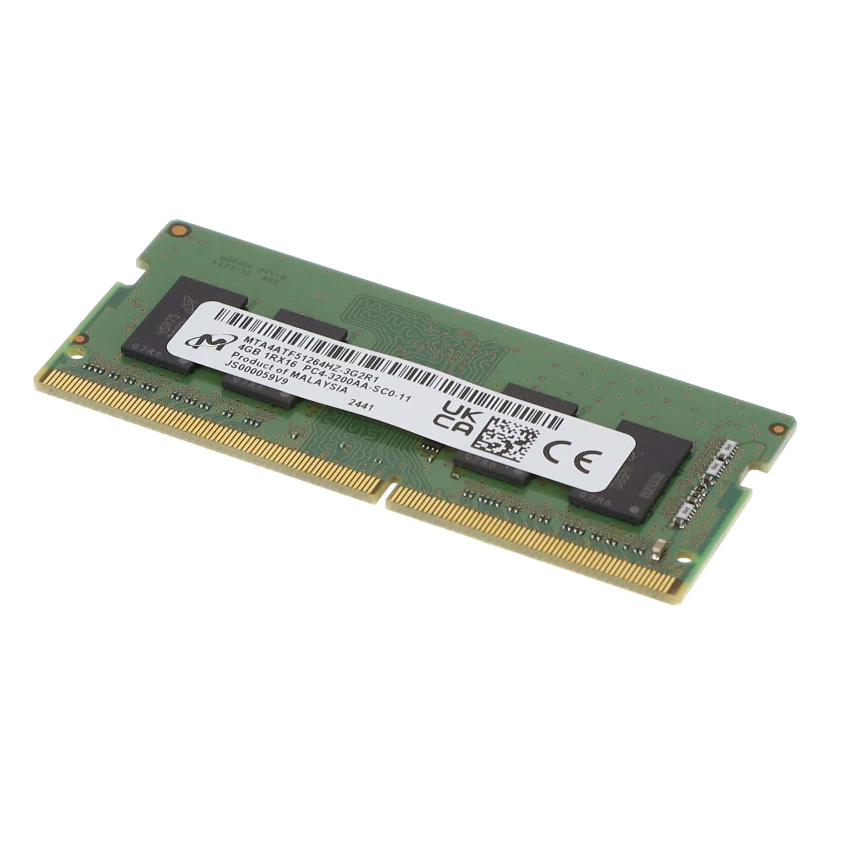 MICRON 4GB (1*4GB) 1RX16 PC4-25600AA-S DDR4-3200MHZ SODIMM (MTA4ATF51264HZ-3G2) thumbnail