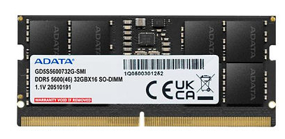 ADATA Gold geheugenmodule 32 GB 1 x 32 GB DDR5 5200 MT/s 262-pin SO-DIMM (GD5S5600732G-SMI) thumbnail