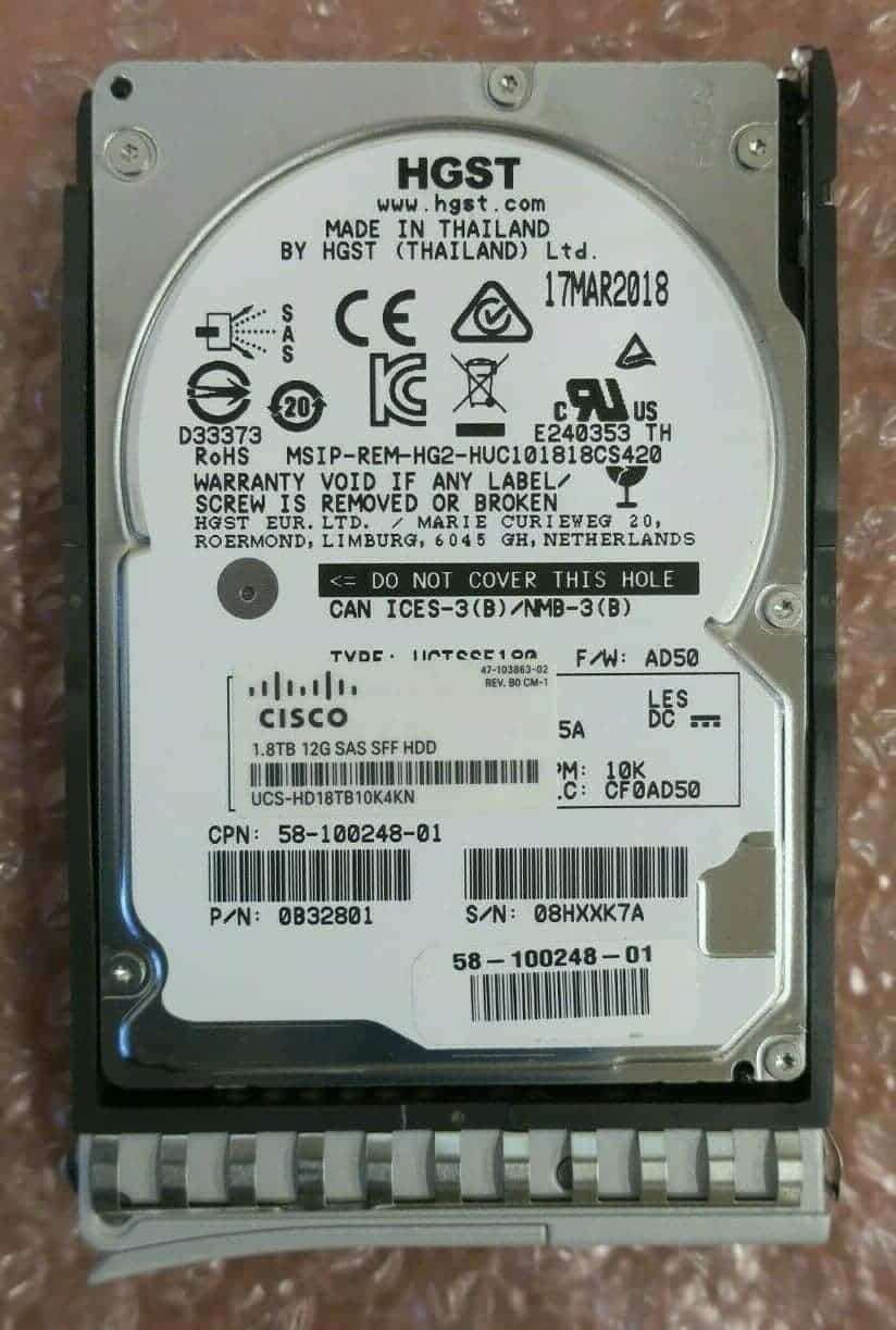 Cisco Excess - 1.8TB 12G SAS 10K (UCS-HD18TB10K4KN-WS-RFB) thumbnail