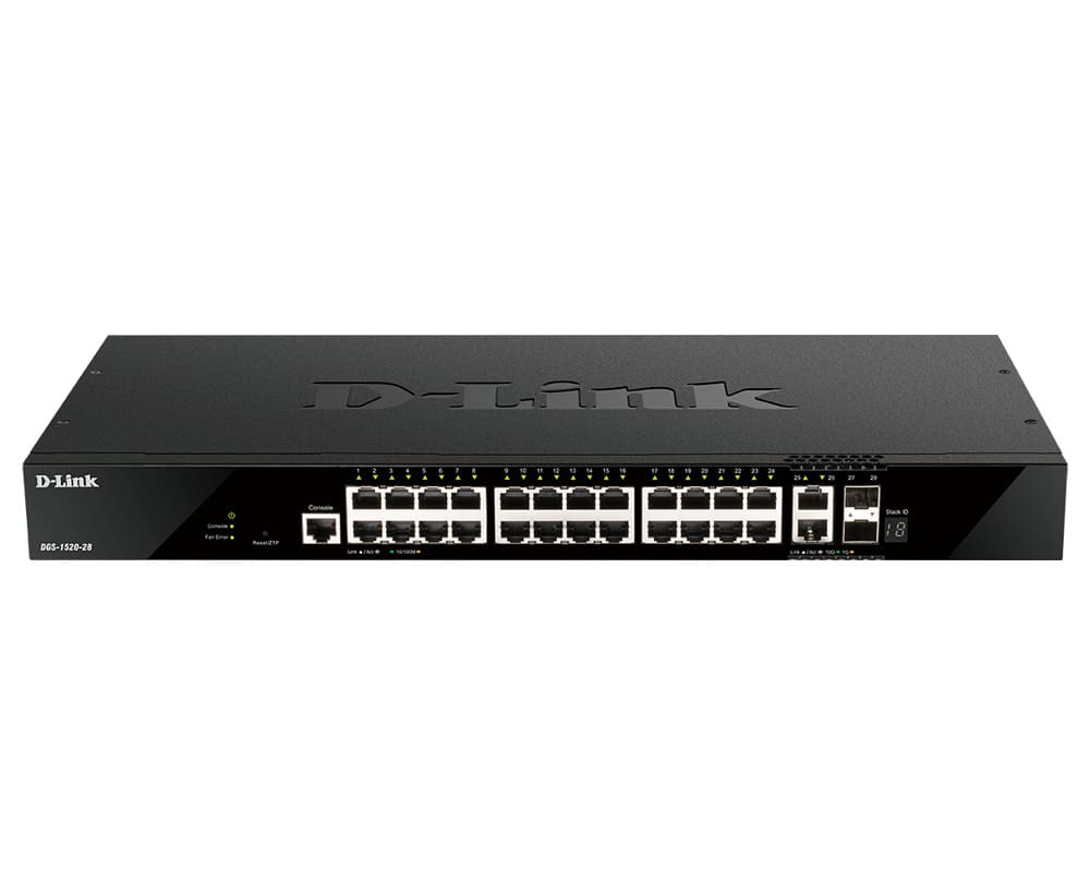 D-Link DGS-1520-28 netwerk-switch Managed L3 10G Ethernet (100/1000/10000) 1U Zwart (DGS-1520-28) thumbnail