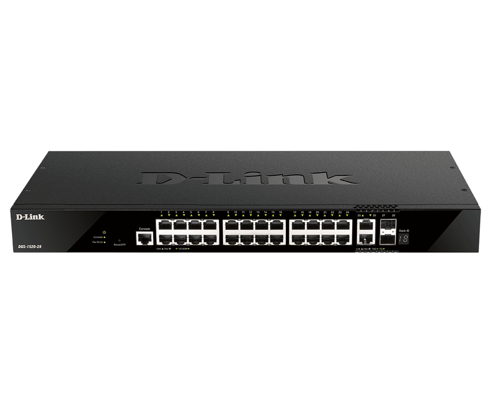 D-Link DGS-1520-28 network switch Managed L3 10G Ethernet (100/1000/10000) 1U Black (DGS-1520-28) thumbnail