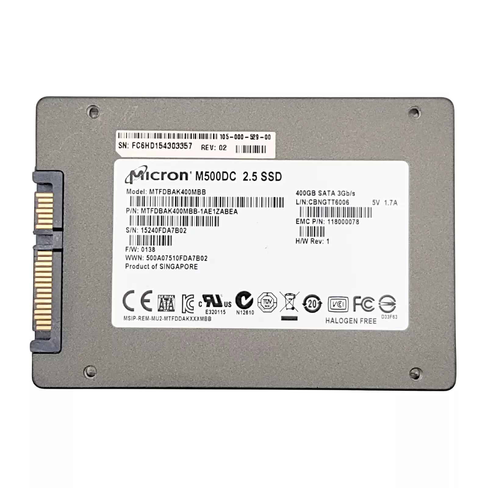 EMC 400GB M500DC SATA 2.5inch SSD (MTFDBAK400MBB) thumbnail