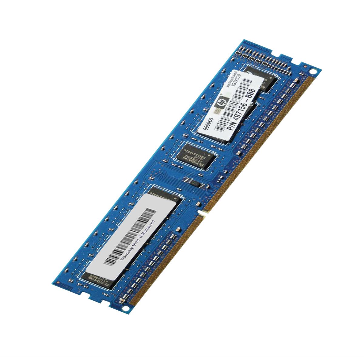 HP - DDR3 - module - 1 GB - DIMM 240-pin - 1333 MHz / PC3-10600 - ikke bufferet - ikke-ECC - for HP (497156-B88) thumbnail