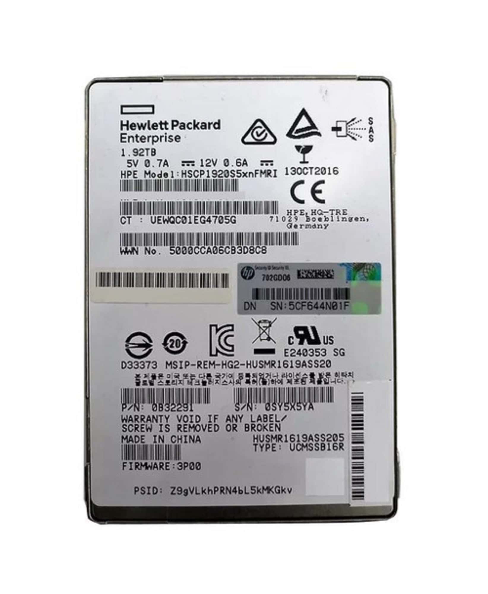 HP 3PAR HDD 1.92TB 12G 2.5inch SSD SMPM1633A-FIPS (874431-002) thumbnail