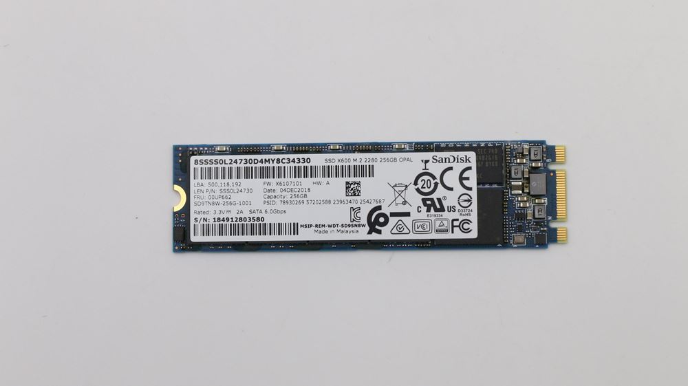 Lenovo 256GB M.2 SATA SSD 2280 (01FR529) thumbnail