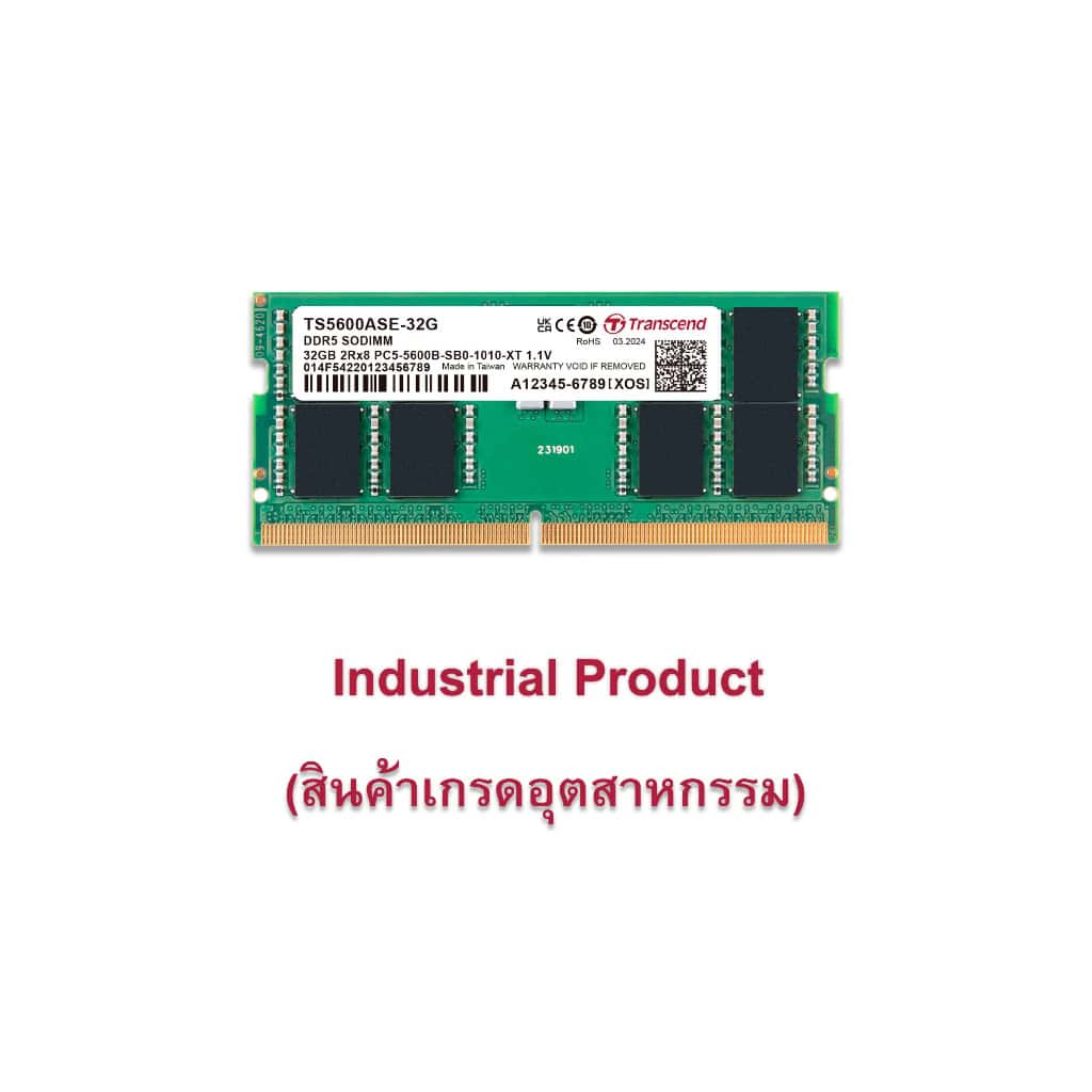 Transcend TS5600ASE-32G - 32 GB - 2 x 16 GB - DDR5 - 5600 MHz - 262-pin SO-DIMM (TS5600ASE-32G) thumbnail