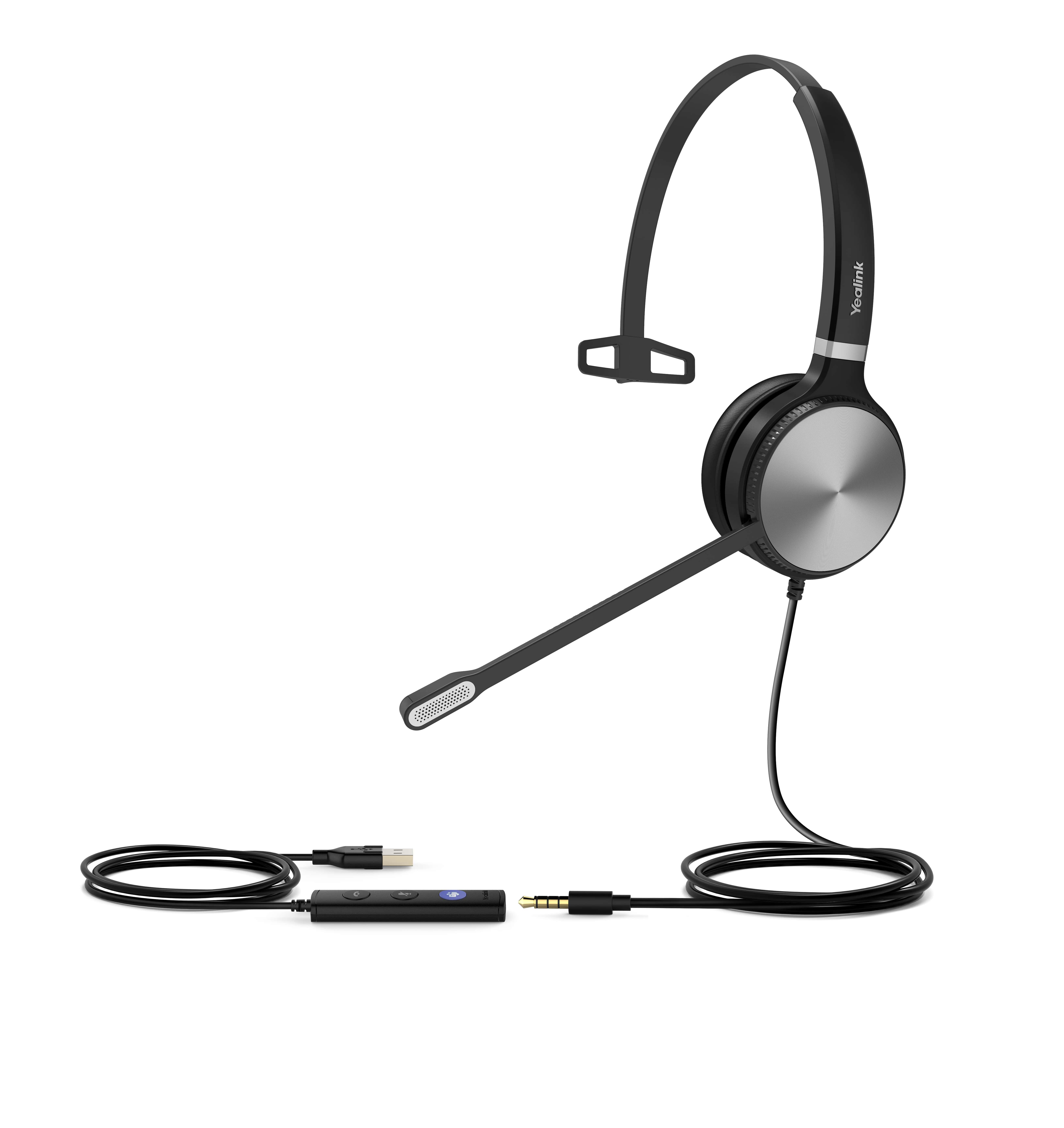 Yealink UH36 Mono Teams Headset Bedraad Hoofdband Kantoor/callcenter USB Type-A Zwart, Zilver (UH36 MONO TEAMS) thumbnail